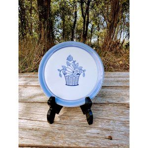 Vintage Bavaria German Tea Trivet Flower Basket Blue White